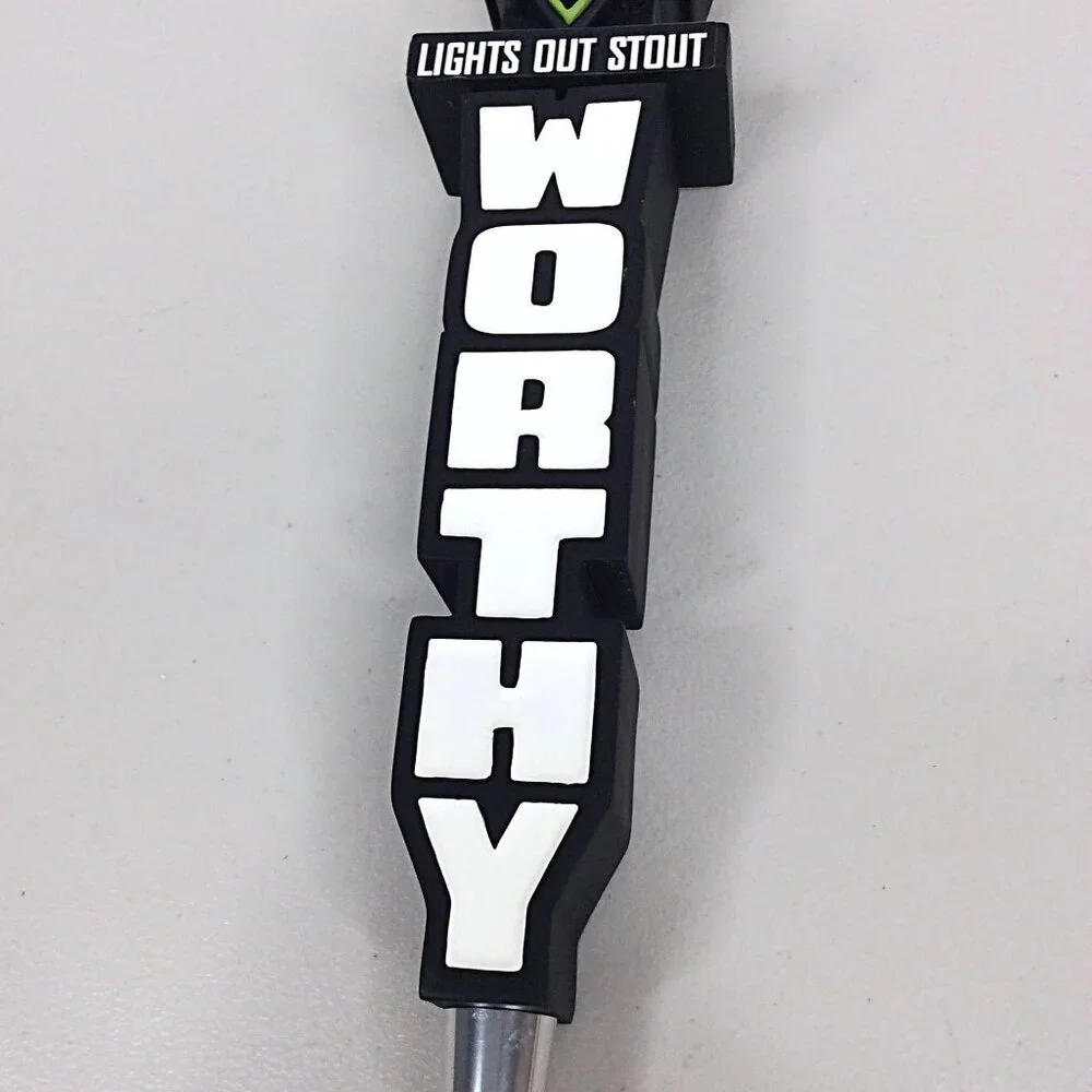 Worthy Brewing Lights Out Stout Tap Handle Craft Beer Bend Oregon Hops Pull Pour